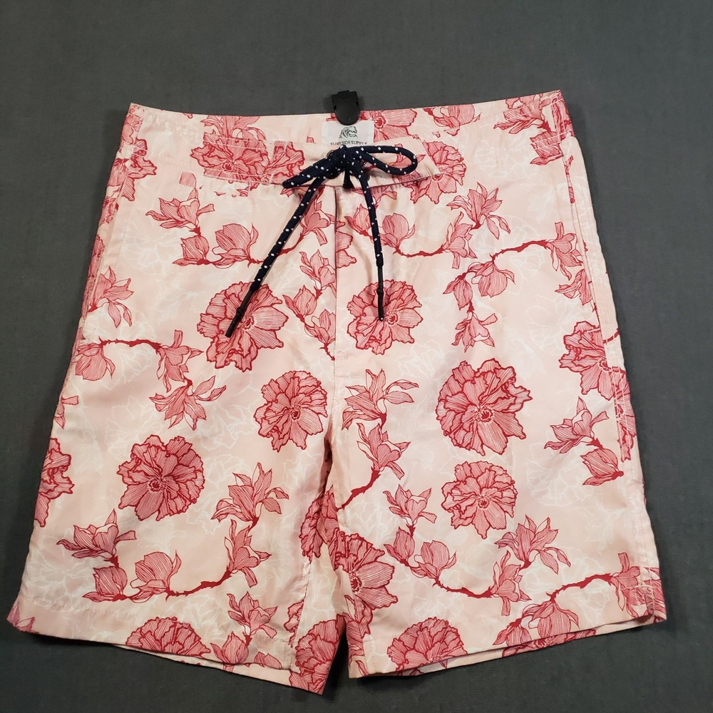 Surfside Supply Board Shorts‎ Mens XL Pink Red Floral Mesh Lined Swim Trunks